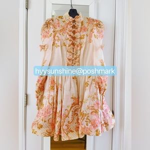 【rare】NWT Zimmerman runway pink butterfly dress AUS 1= US 6